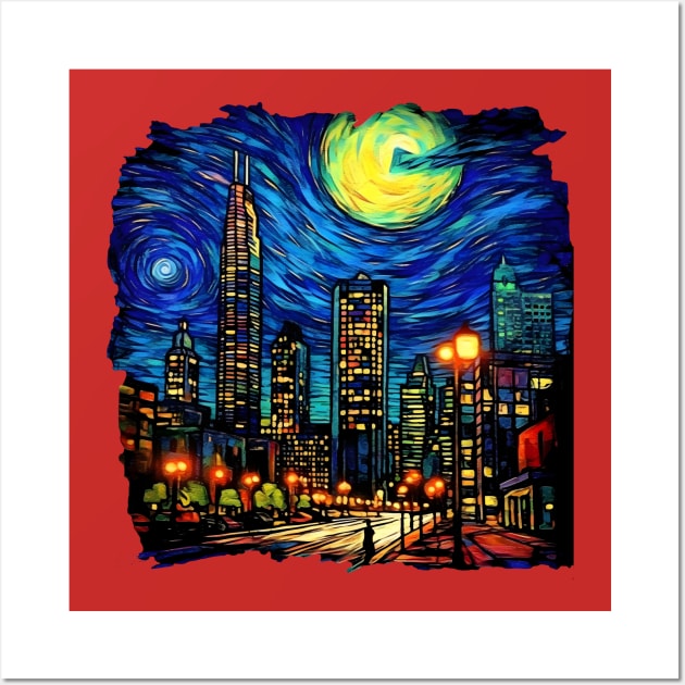 Charlotte Nightfall A 3D Skyline under the Starry Night Wall Art by Artwear Cafe